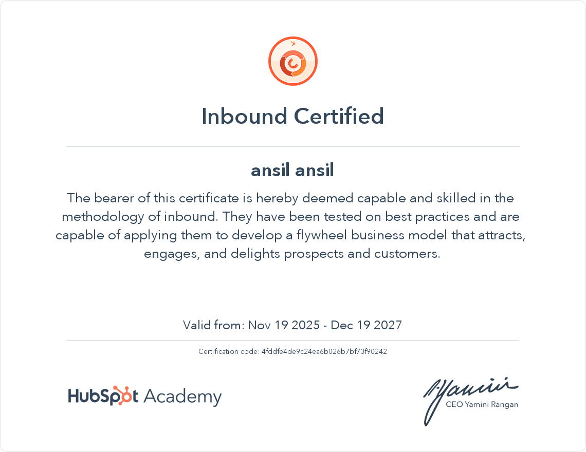 Inbound Marketing Certification